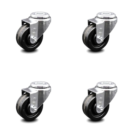 Service Caster 3 Inch Phenolic Wheel Swivel Bolt Hole Caster Set SCC-BH20S314-PHR-4